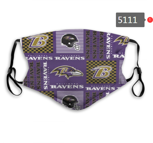 2020 NFL Baltimore Ravens #5 Dust mask with filter->nfl dust mask->Sports Accessory
